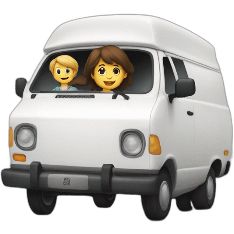 a white van and a child inside emoji