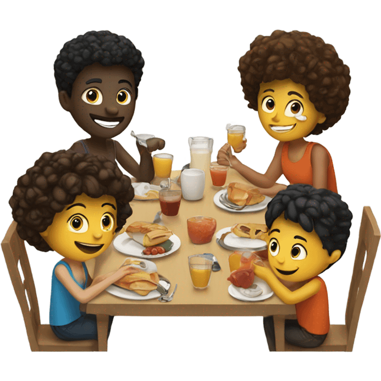 4 friends having breakfast emoji