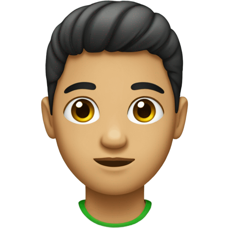 Haz un emoji de una adolescente con ojos verdes y cabello negro com flequillo  emoji