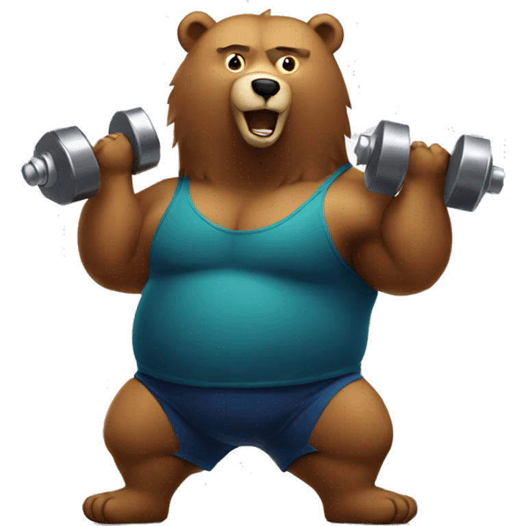 Bear lifting dumbells  emoji