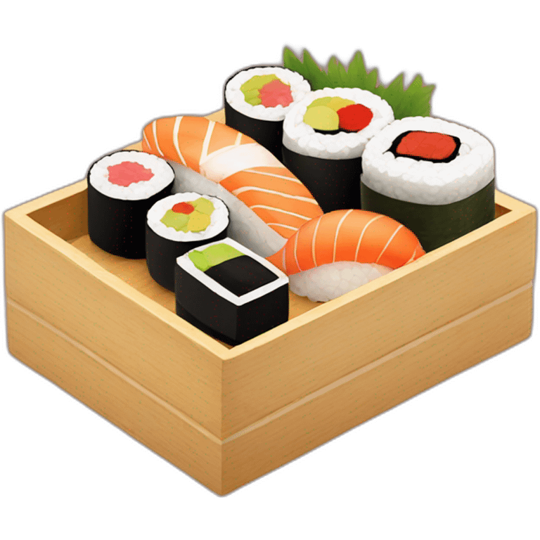 cute sushi bento wooden box emoji