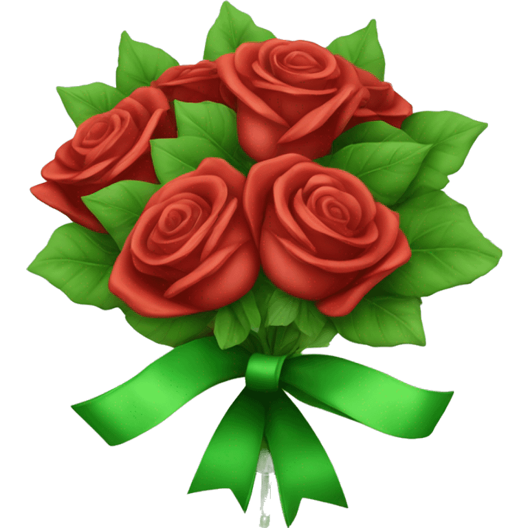 red roses bouquet with green bow emoji