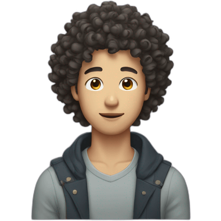 man with korean style curly hair emoji