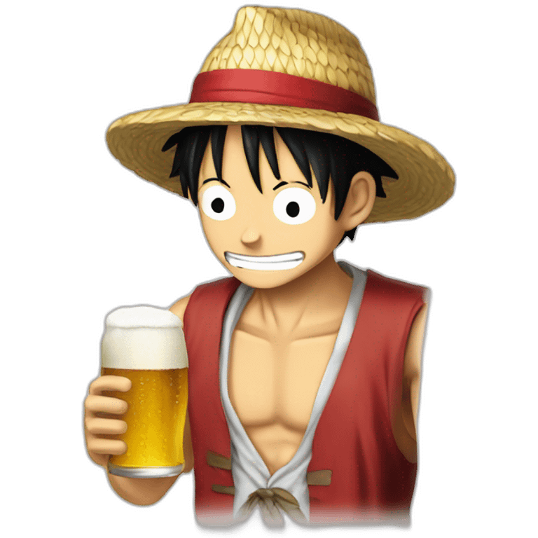 Luffy bois une bière emoji