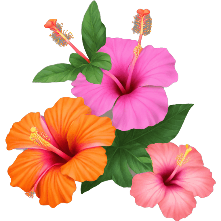 Orange and pink hibiscus flower emoji