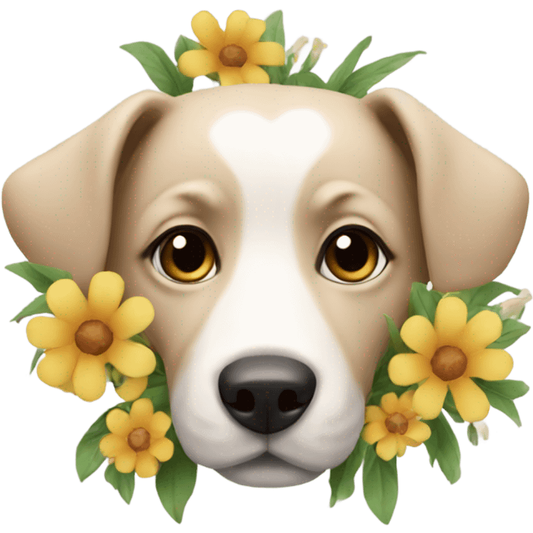 Dog with flowers  emoji