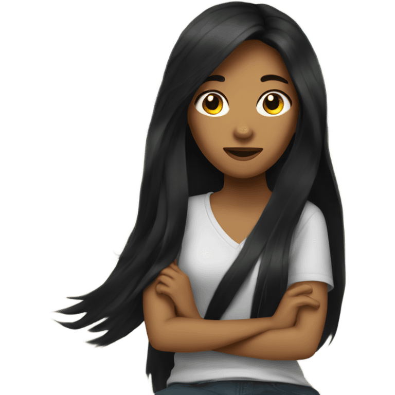 girl with long black hair in car interior emoji