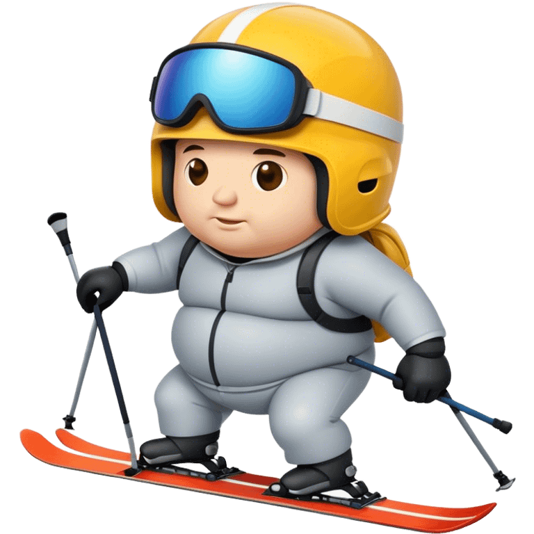 Fat man skiing big helmet emoji