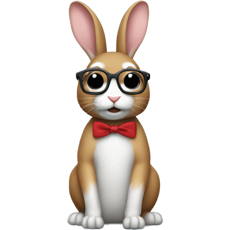 Rabit with ornje tuhg life glasses emoji