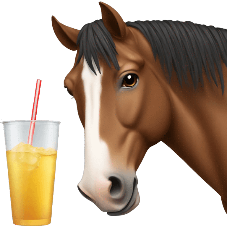 Horse drinking through a straw emoji