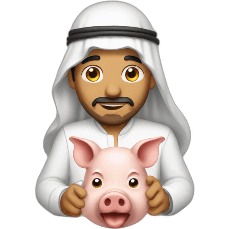 an arab man eating pig emoji