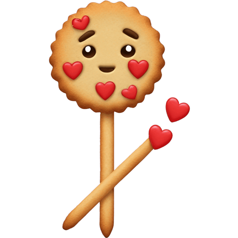 Crea un emoji de una galleta que está disfrazada de san Valentín  emoji