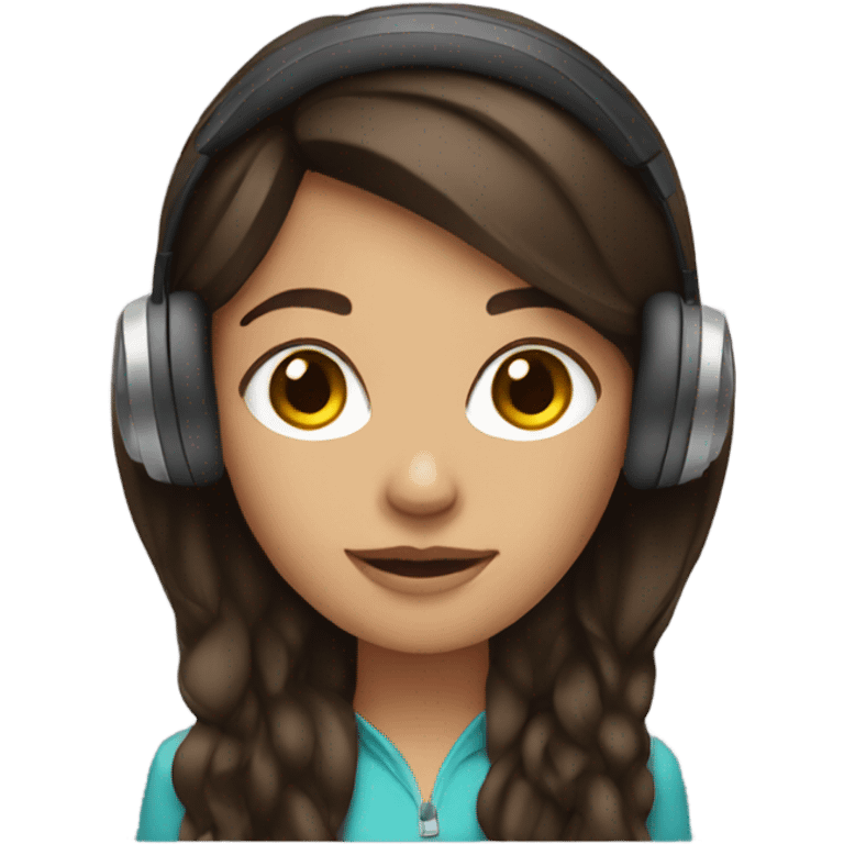 brunette with headphones  emoji