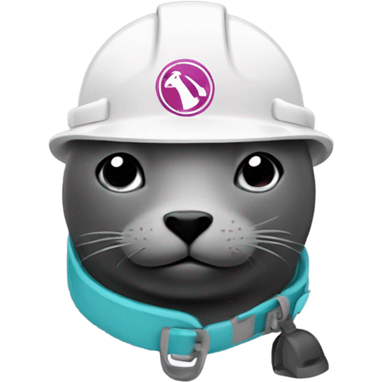 Seal with hard hat and chaiin wth symbol emoji