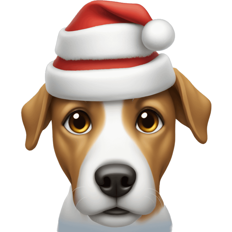 Dog wearing a Santa hat emoji