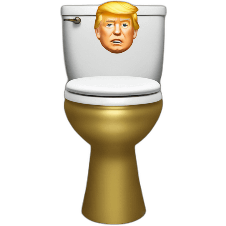 Trump stands on a golden toilet emoji