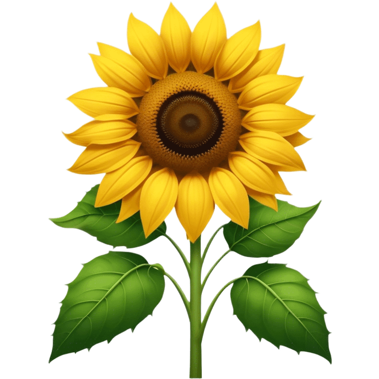 Cinematic Realistic Sunflower Emoji, Tall and bright, with a large, golden-yellow blossom facing the sun, its broad, textured petals surrounding a dark center. The sturdy green stalks and leaves frame the vibrant flower, while a gentle breeze causes the petals to sway. Soft glowing outline, capturing the essence of sunshine and warmth in a cheerful, towering sunflower! emoji