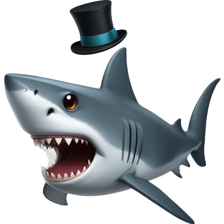 Shark with a top hat emoji