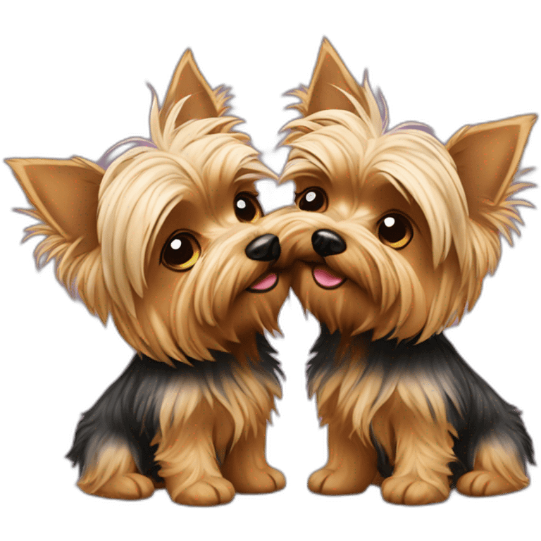 two Yorkshire terriers kissing emoji