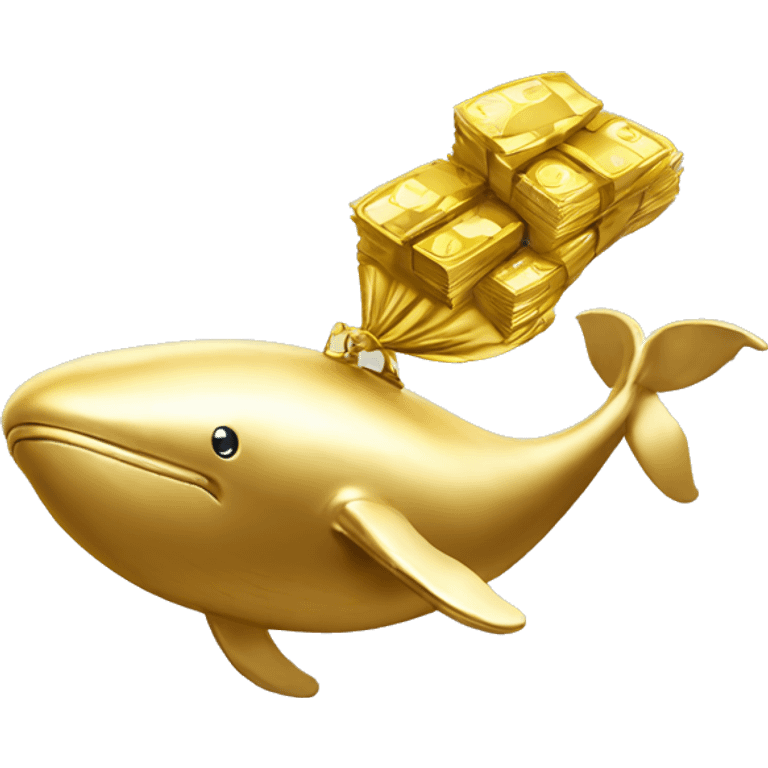 gold whale with money bags emoji