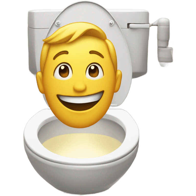 A smiling human face inside of a toilet bowl emoji