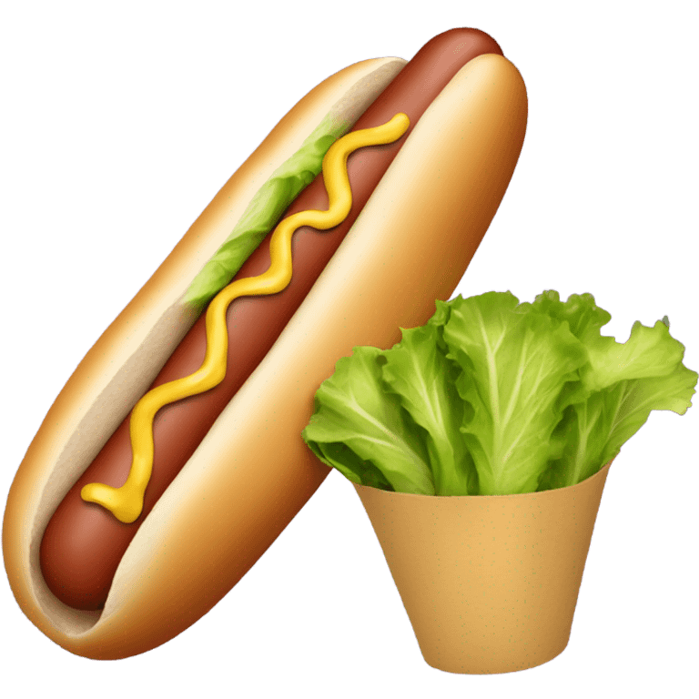 Hot dog with lettuce and mustard  emoji