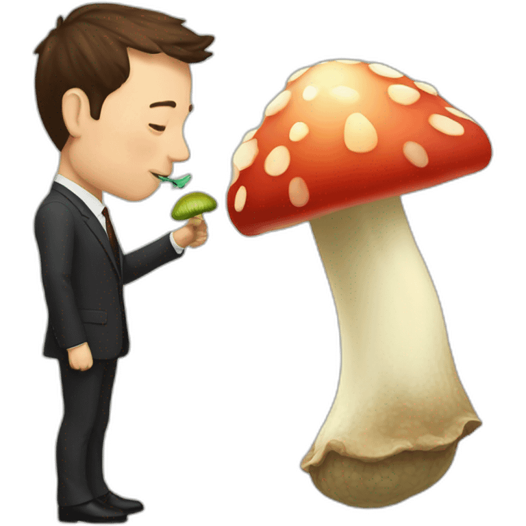 Elon Musk sniffs agaric emoji