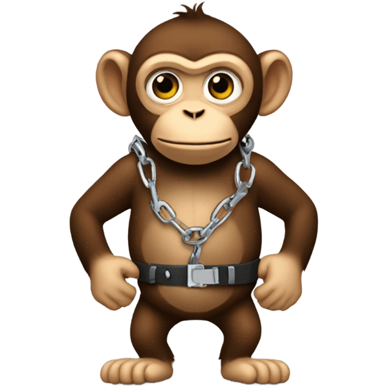 Monkey wearing handcuffs behind back emoji