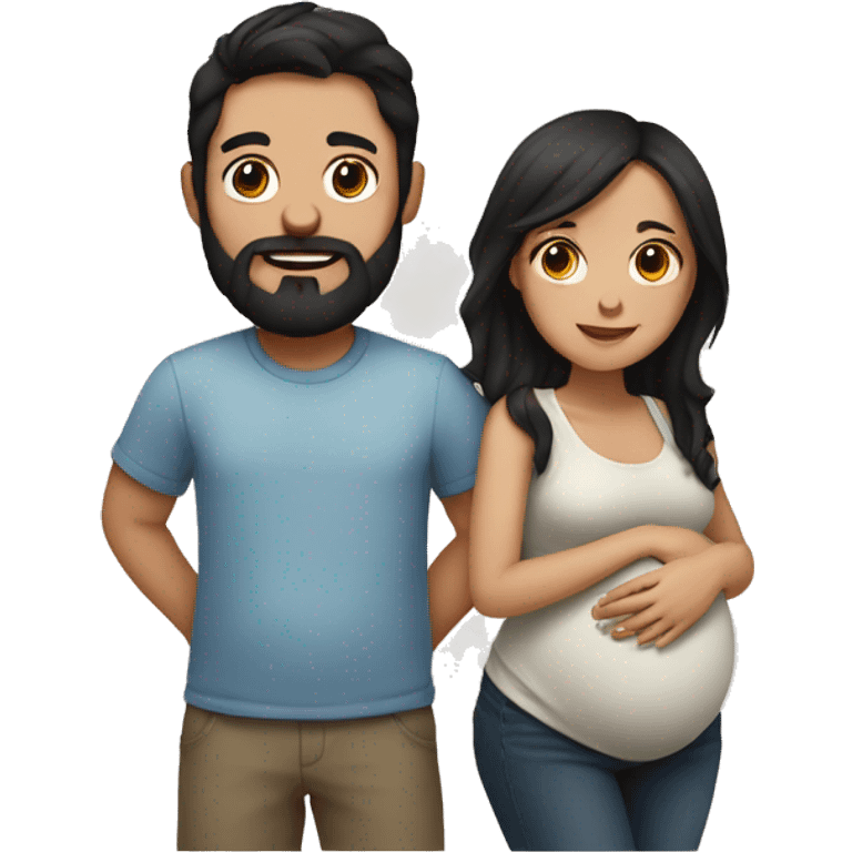 Couple pregnant Girl with Black hair Boy with Brown hair and Beard emoji