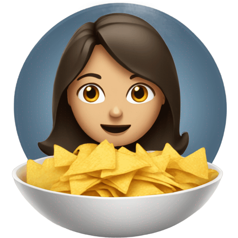 Brunette girl in bowl of nachos emoji