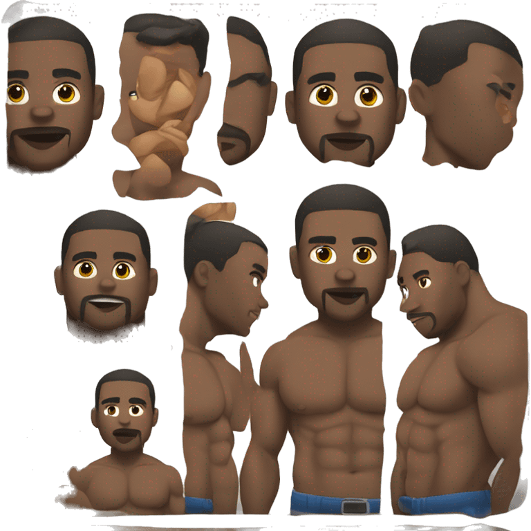 A big black man with abs and muscles emoji