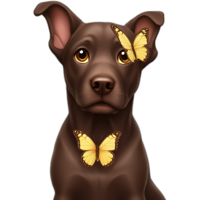 Chocolate labradador with magic butterfly emoji