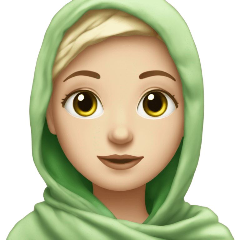 White Girl with green eyes drinking tea with blanket on emoji