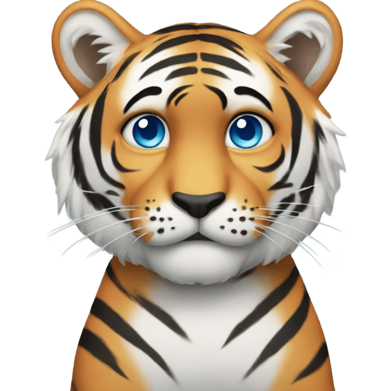 Lonely tiger with blue eyes emoji