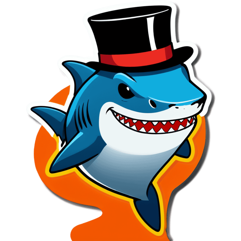 Shark with a top hat emoji