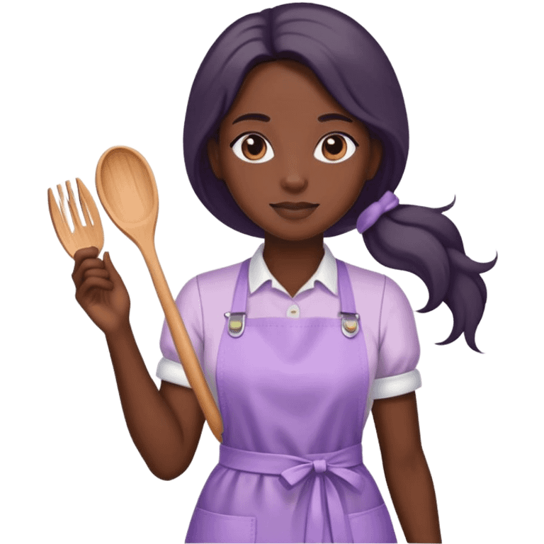 Black skin long hair lady with light purple apron just the apron emoji