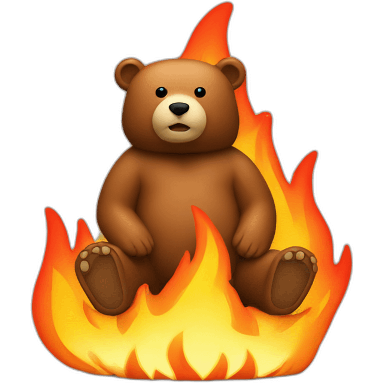 a bear on fake fire emoji