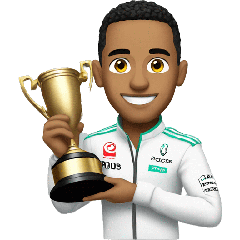 Lewis Hamilton holding a trophy  emoji