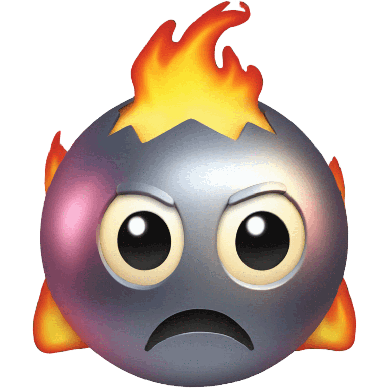 Metal Kirby ball with thrust flame back emoji