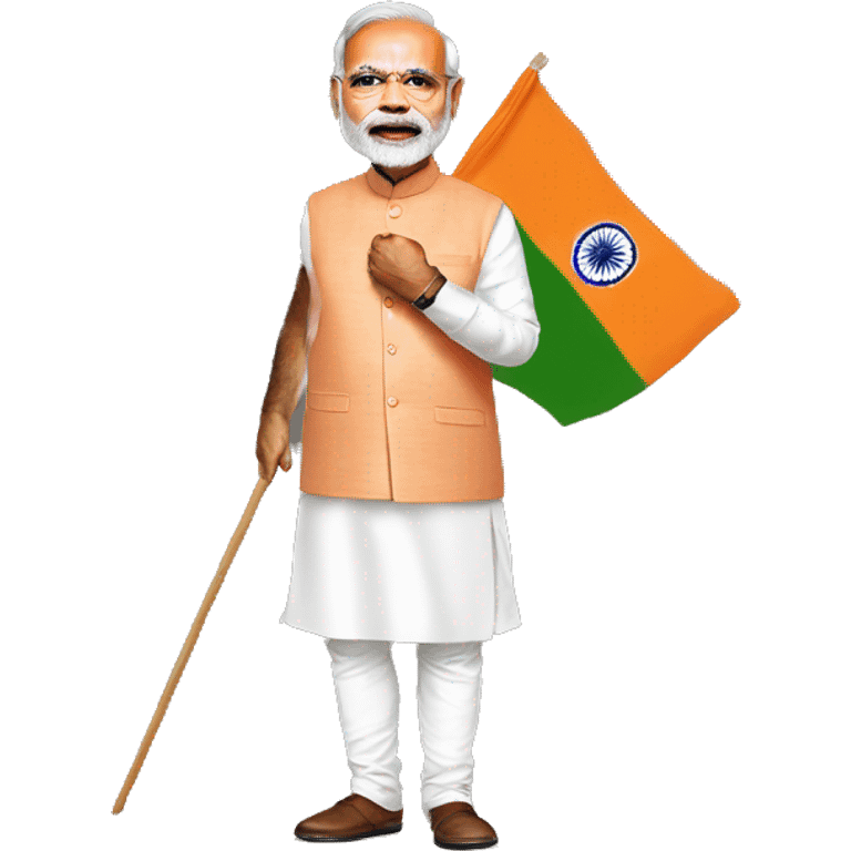 Narendra modi with BJP flag in hand emoji