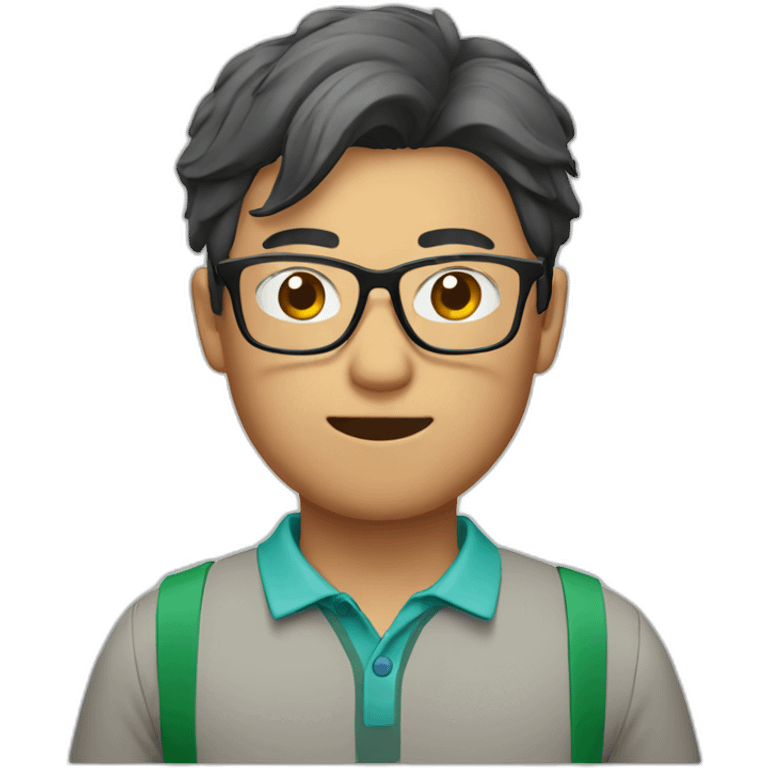 Chinese man wear glasses with hair playing golf emoji