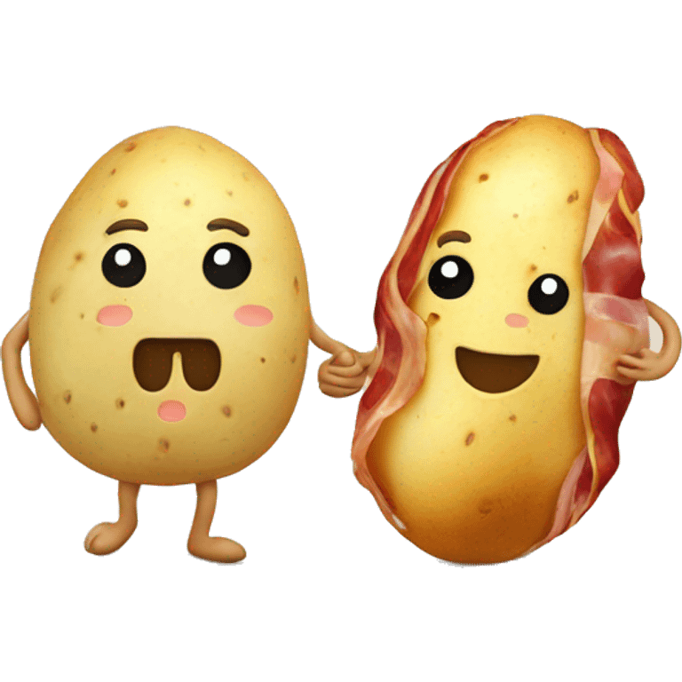 a potato and a bacon holding hands emoji