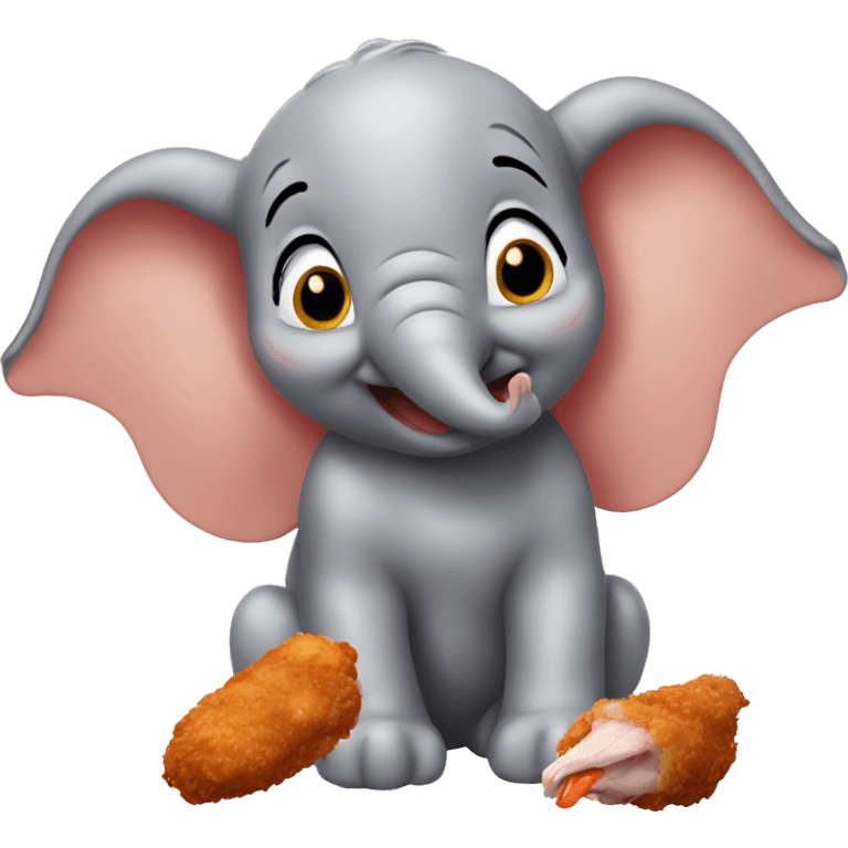 Dumbo eating chicken wings  emoji