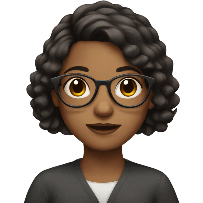 Girl with dark Brown hair and a round Glases emoji