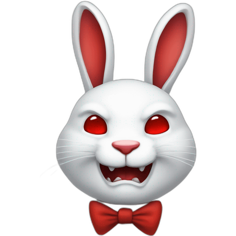 evil white rabbit with sharp fangs with red around mouth emoji