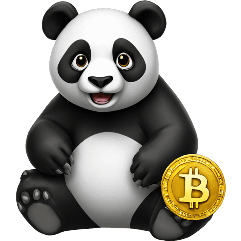 black panda with the bitcoin coin emoji