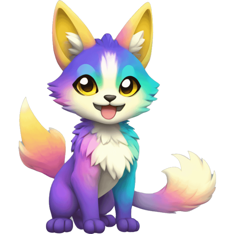 shiny, colorful, gradient, Kemono-style, Chibi, Anthro-Fur-Sona-Fakémon, Full Body emoji