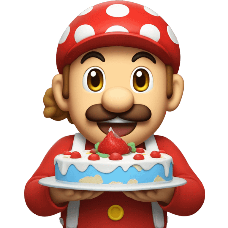 Mario qui mange un gateau emoji