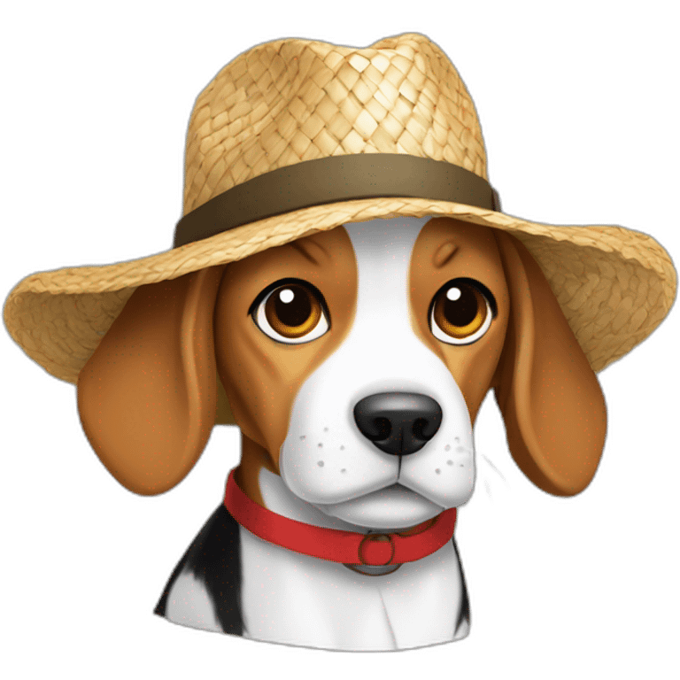 Beagle avec le chapeau de paille de Luffy emoji