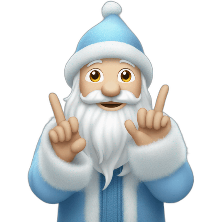 Father Frost shows hand sign of the horns emoji